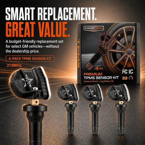 Dead On Accurate Tire Pressure Monitoring System Sensor 315 Mhz Built Tough For Gm Chevy Silverado Equinox Traverse Tahoe Suburban Malibu Camaro Bolt And More Heavy Duty Replacement Part included in 4-pack TPMS sensor kit.