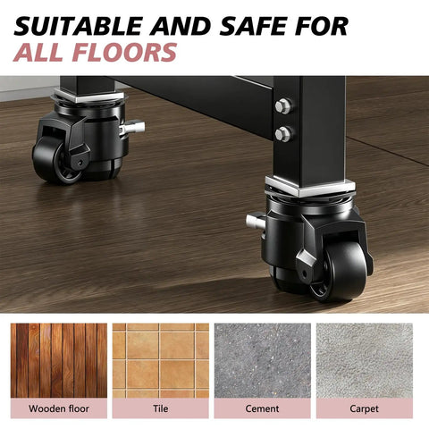 Easy Peasy Height Adjustment Solid As A Rock Heavy Duty Swivel Casters Set Of Four Adjustable Workbench Stem Wheels With Ratchet Handle, suitable for all floor types.