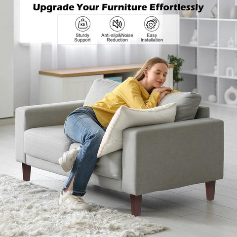 Brown 6 Inch Square Solid Wood Furniture Legs Set Of 16 Replacement Feet for sofa with screws M8 washers and screwdriver included
