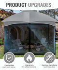 Replacement Gazebo Netting Screen 10x10 Universal Four Panel Rugged Mosquito Mesh Sidewalls With Double Zippers shown on installed gazebo.
