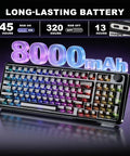 Badass Tri Mode Wireless Mechanical Gaming Keyboard With Comfy Gasket Mod And Hot Swappable Linear Switches featuring a vibrant RGB display and 8000mAh battery.