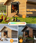 Hands-Free Solar Powered Automatic Chicken Coop Door With Large 9.45 X 10 Inch Opening on outdoor coops in various weather conditions