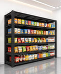 Heavy Duty Garage Shelving 6 Tier Steel Storage Rack 6000 Lbs Capacity Built Like A Tank Adjustable Metal Shelf Unit For Warehouse Workshop Tool Organization And Storage displaying snacks and beverages.