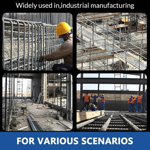 Heavy Duty Electric Hydraulic Rebar Bender Machine For Construction Use Bends 4-16 Mm Steel Bars Fast workers assembling rebar on site.