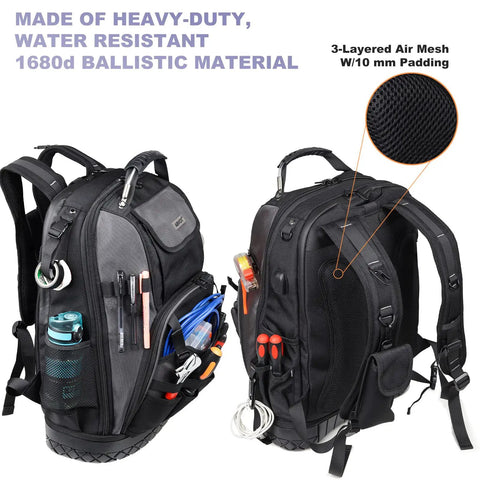 Heavy Duty Tool Backpack With 79 Pockets And 65 Molle Loops Massive Storage For Electricians And HVAC Pros 15 Inch Laptop
