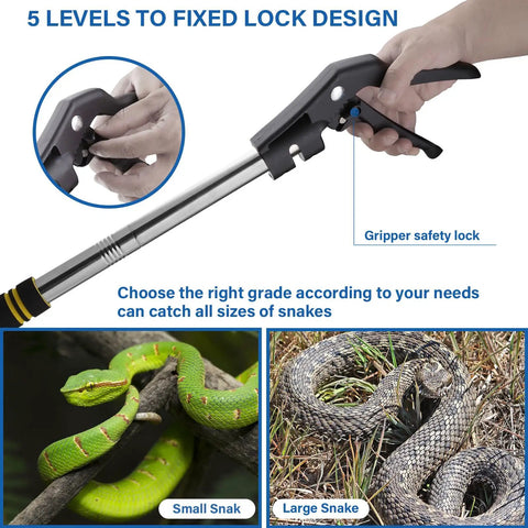 55 Inch Long Reach Snake Grabber Tool With Stainless Steel Tongs And Foam Sponge Handle Heavy Duty Reptile Catcher For Rattlesnakes Safe Distance Easy One Hand Use