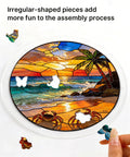 Jigsaw Puzzle Suncatcher Two In One Starry Night Dachshund Design DIY Acrylic Puzzle Kit with colorful sunset beach scene
