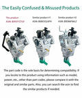 Comparison of three similar gas generator carb kits with part codes for compatibility identification