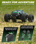 1 18 Scale RC Truck 4x4 Off Road Beast With Top Speed 36 kmh Hobby Grade 2.4GHz Remote Water Resistant Electronics displayed outdoors