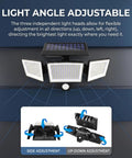 Hotainoys Solar Motion Sensor Outdoor Lights, 3-Head 208led Solar Flood Lights Outdoor Waterproof with adjustable light angles.