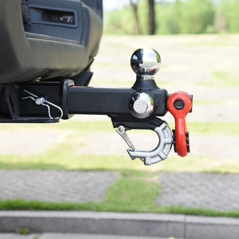 Tri Ball Trailer Hitch Mount With Swivel Tow Shackle And Hook For 2 Inch Receiver Chrome Trailer Balls on vehicle