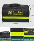 Roadside Emergency Kit For Cars With Jumper Cables Safety Hammer And Reflective Warning Triangle All In One Auto Vehicle Safety Essentials in black nylon bag with reflective strip and rubber handle.