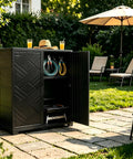 10 Cu Ft Outdoor Storage Cabinet with One Adjustable Shelf waterproof UV resistant resin keeps garden tools organized on patio