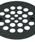 Matte Black Shower Strainer Grid 4 1/4 In O D Brass Construction Plastic Oddities Style Screw In Drain Cover With 2 Screws
