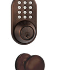 Electronic Touchpad Keyless Deadbolt and Passage Knob Combo In Oil Rubbed Bronze Finish Slick Keypad Entry Up To 6 User Codes