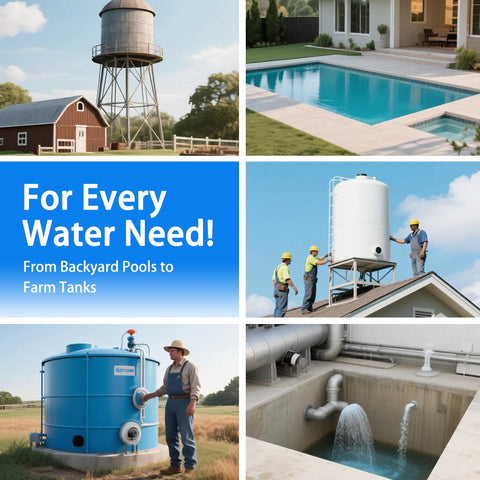 Long-Range Wireless Automatic Water Level Controller for Tank, Well and Cistern, solar-powered sensor in various installations