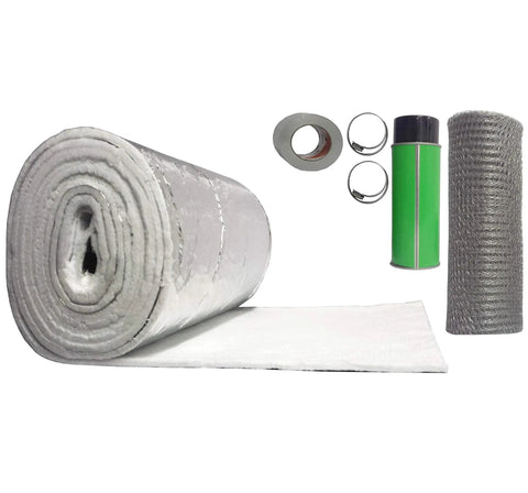 Built Tough 316 Stainless Steel Chimney Liner Tee Kit With Heavy Duty Insulation Blanket And Smooth Flex Connector For Masonry Chimneys 6 Inch By 25 Feet UL1777 Certified No Fuss Diy Install insulation blanket and connector parts.