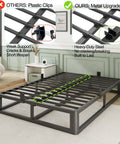 Bulletproof King Bed Frame With 10 Inch Height, Heavy Duty Steel Slats Holding Up To 3500 Lbs, Metal Slat Support Upgrade.