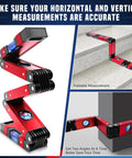 Go-To 28 Inch Folding Level Tool With Magnetic Base shown folded measuring angles on steps and ledges