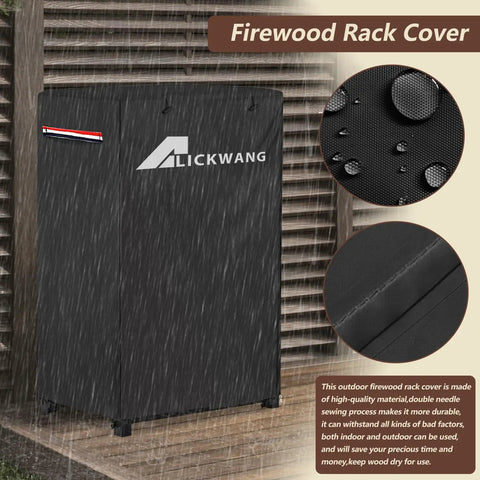 Heavy-Duty 600D Waterproof Firewood Rack Cover For 2-Tier Racks Up To 17 Inches Wide Outdoor Wood Storage Shield in rain