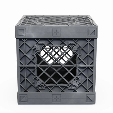 UC01 Modular Collapsible Crates 3 Pack in Gray, Stackable Storage Cubes for Garage, Closet, Office and DIY Projects, front view