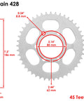 Yamaha TT R125 TTR125E Drive Chain And Sprockets Kit For 2002 2003 2004 2005 2010 428 Pitch 136 Links Steel sprocket dimensions