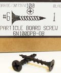 Number Six By One Inch Black High Hardness Drywall Screws With Coarse Threads For Drywall To Wood Or Metal Studs, Phillips Drive, Bugle Head, Ideal For Particle Board, Wood And More, 100 Pack, two screws shown