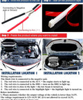 Installation steps for Lit 70 Inch 12V LED Hood Light Strip With Flexible Waterproof Design shown on cars