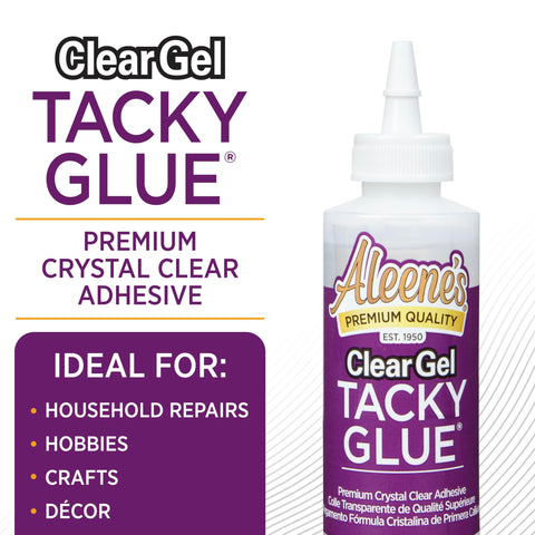 Clear Gel Tacky Glue For Crafts And Slime, 4 Oz Bottle, water cleanup, dries quick in 30 seconds, ideal for crafts and repairs