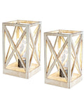 2 Pack Retro Battery Powered Table Lamps Cordless Nightlight Set For Living Room Bedroom Patio Backyard White Finish