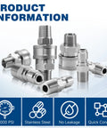 TasuoX 12-piece stainless steel 3/8 in NPT pressure washer adapter set with quick-connect fittings