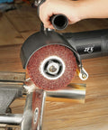 Heavy Duty Pro Grade Burnishing Polishing Machine Kit 1200W 110V Polisher Sander With 4 Nonwoven Wheels 80 120 240 360 For Metal And Stainless Steel Polishing Rust And Oxide Removal in use on metal pipes