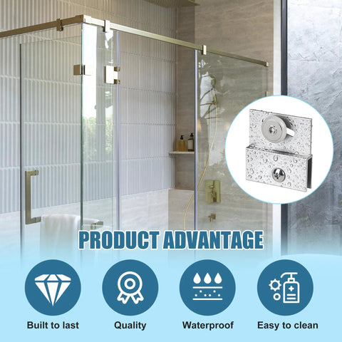 4-Pack Ultra-Slick Shower Door Rollers Replacement Kit displayed in a modern bathroom with frameless glass and chrome fittings.
