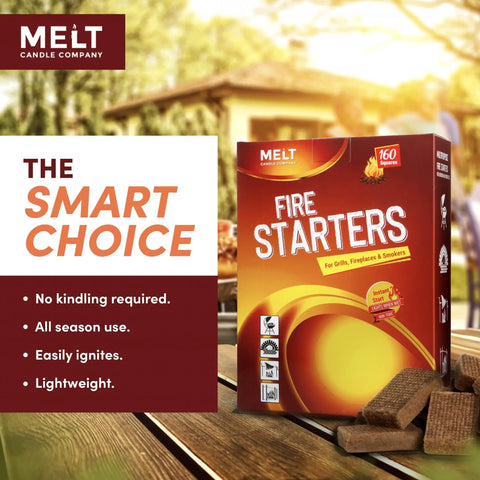 All Weather Fire Starter Squares Pack 160 Count For Campfire Charcoal Grill And Wood Stove Odorless Wax And Sawdust Starters