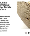 Pro-Graad EOL Sisal Buffing Wheel, firm sisal material, spiral sewn design, ideal for bench grinder and buffing projects.