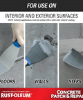 Application of Concrete Patch And Repair Two Part Epoxy For Indoor And Outdoor Use 24 Oz Gray on floors, walls, and steps.