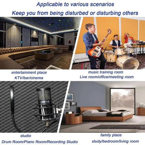 High Density Pyramid Acoustic Foam Panels With Peel And Stick Application For A Badass Home Studio Sound Treatment That Squashes Echoes And Smooths Your Audio Vibes Totally Stress Free in multiple room settings.