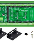 GIGA R1 WiFi Terminal Block Adapter Module for Industrial Control, DIN Rail or Screw Mount, Plug-and-Play GPIO Breakout Board, Standard Version With A0 to A11 and D0 to D53 Ports, green PCB with brackets