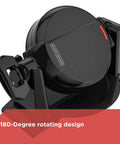Rotating Waffle Maker With Belgian Style Deep Nonstick Grids And Even Batter Spread Easy Flip Lock shown with 180-degree design