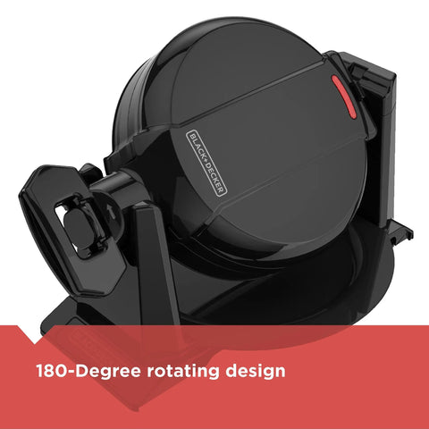 Rotating Waffle Maker With Belgian Style Deep Nonstick Grids And Even Batter Spread Easy Flip Lock shown with 180-degree design
