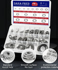 304 Stainless Steel Flat Washer Assortment Kit M1.6 To M24 With 718 Pieces In 16 Sizes displayed in a plastic organizer case.
