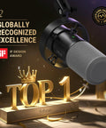 Dynamic USB XLR Podcast Microphone Kit With Boom Arm and Award Trophy