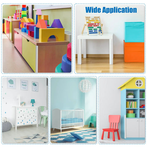 Premium Soft Wall Corner Protectors And Table Edge Guards No Sweat Peel And Stick Baby Proof Corner Shields in colorful nursery play area.