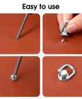 Installation steps for 4 Pack D Rings for Purses With 360 Degree Rotatable Stud Screw Balls on leather surface