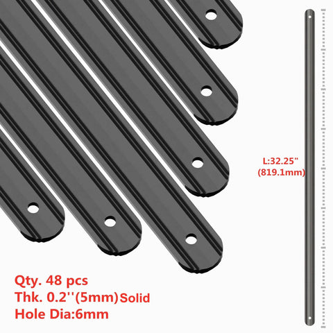 Aluminum Solid Deck Balusters 32.25 In Long, 1 In Wide, 0.2 In Thick Grooved Matte Black, 48 Pack For Staircase Railing shown