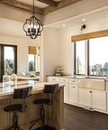 Industrial Vintage Sphere Pendant Light 20 Inch Orb Globe Chandelier with Five Lights in kitchen setting