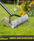 Long Handle Thatch Rake For Lawns With Adjustable Head Manual Dethatcher For Dead Grass Removal And Lawn Debris Ergonomic Rake