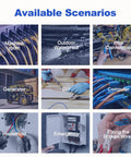 Visual collage depicting scenarios for using Seven Sizes Four to One Ratio Adhesive Lined Heat Shrink Tubing Roll Kit 53 Feet Marine Grade Waterproof Oil Proof and Wear Resistant for Automotive Industrial Home Use Black in machine room, outdoors, DIY, and more.