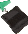 BuckGuard 2.0 Retractable Gaff Guard For Lineman And Arborist Climbing Gear showing black pad storage with green magnetic tip.