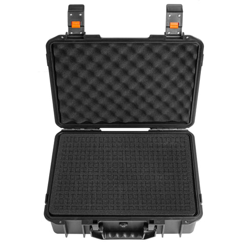 Rugged Hard Carrying Case With Thick Foam Padding For Pico Projectors And Tech Gear Built Different Shockproof Storage Box open, showing interior foam.